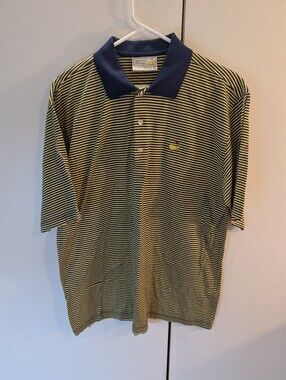 Augusta National Golf Shop Masters Men’s Large Yellow and Navy Striped Golf Polo